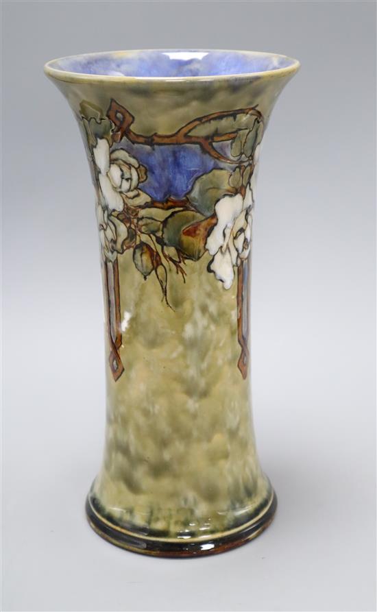 Eliza Simmance for Royal Doulton - a rose trellis decorated vase, c.1910, incised mark and number 175, height 29.5cm